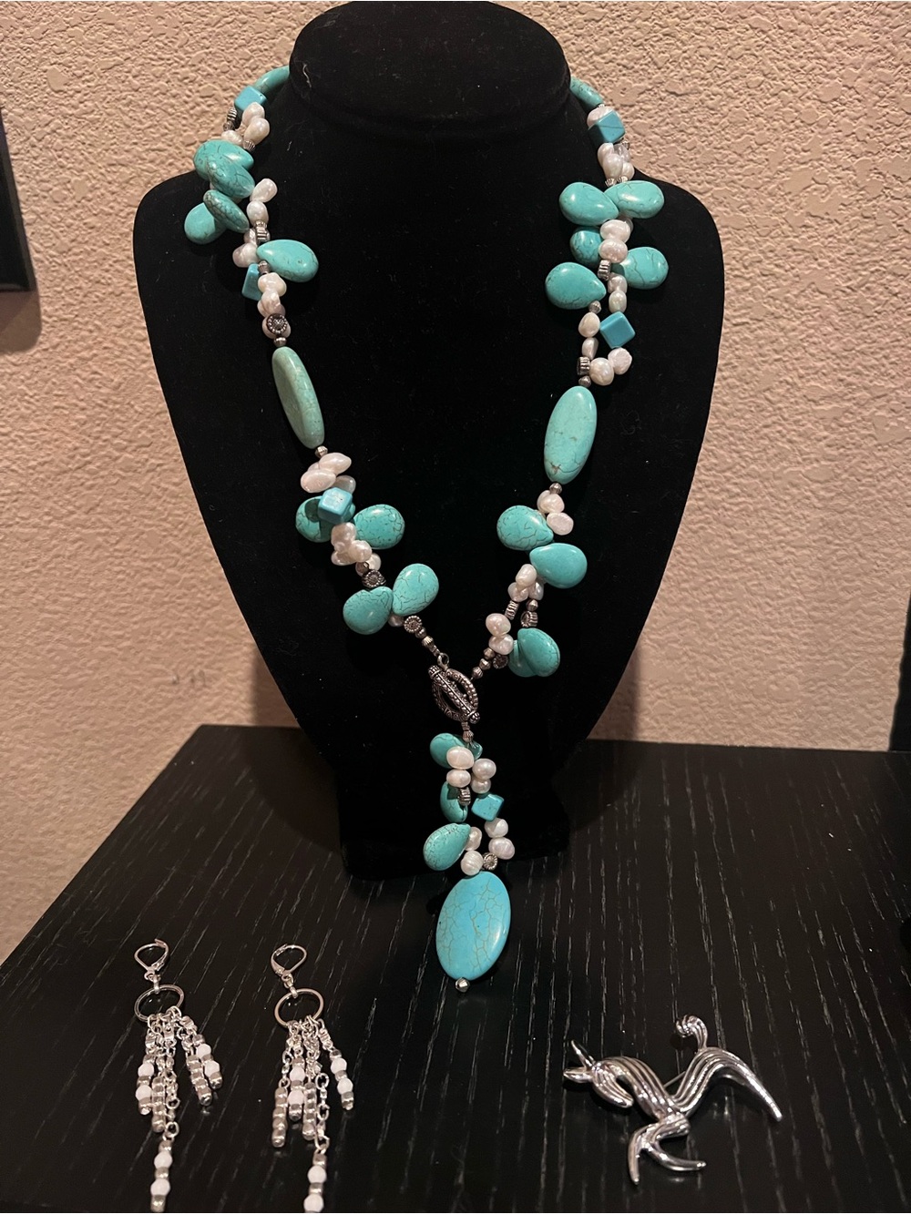 Turquoise Beaded Statement Necklace set